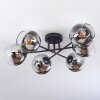 Koyoto ceiling light, globe light 59 cm chrome, clear, Smoke-coloured, 6-light sources