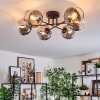 Koyoto ceiling light, globe light 59 cm clear, Smoke-coloured, 6-light sources