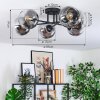 Koyoto ceiling light, globe light 59 cm clear, Smoke-coloured, 6-light sources
