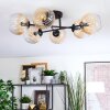 Koyoto ceiling light, globe light 59 cm Amber, clear, 6-light sources
