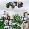Koyoto ceiling light, globe light 59 cm blue, gold, green, coppery, 6-light sources