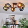 Koyoto ceiling light, globe light 59 cm blue, gold, green, coppery, 6-light sources