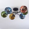 Koyoto ceiling light, globe light 59 cm blue, gold, green, coppery, 6-light sources