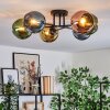 Koyoto ceiling light, globe light 59 cm blue, gold, green, coppery, 6-light sources