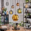 Ripoll hanging light, globe light, pendant light blue, chrome, gold, green, coppery, Smoke-coloured, 5-light sources