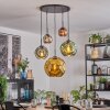 Ripoll hanging light, globe light, pendant light blue, chrome, gold, green, coppery, Smoke-coloured, 5-light sources