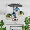 Gastor ceiling light, globe light 37 cm blue, chrome, green, clear, Smoke-coloured, 5-light sources