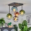 Gastor ceiling light, globe light blue, chrome, green, clear, coppery, Smoke-coloured, 5-light sources