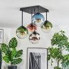 Gastor ceiling light, globe light blue, chrome, green, clear, coppery, Smoke-coloured, 5-light sources