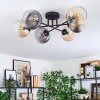 Koyoto ceiling light, globe light 59 cm Amber, clear, Smoke-coloured, 6-light sources