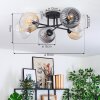 Koyoto ceiling light, globe light 59 cm Amber, clear, Smoke-coloured, 6-light sources
