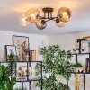 Koyoto ceiling light, globe light 59 cm Amber, clear, Smoke-coloured, 6-light sources