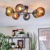 Koyoto ceiling light, globe light 59 cm blue, green, coppery, 6-light sources