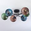 Koyoto ceiling light, globe light 59 cm blue, green, coppery, 6-light sources
