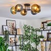 Koyoto ceiling light, globe light 59 cm blue, gold, green, 6-light sources