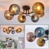 Koyoto ceiling light, globe light 59 cm blue, gold, coppery, 6-light sources
