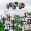 Koyoto ceiling light, globe light 59 cm blue, gold, coppery, 6-light sources