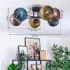 Koyoto ceiling light, globe light 59 cm blue, gold, coppery, 6-light sources