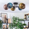 Koyoto ceiling light, globe light 59 cm blue, gold, coppery, 6-light sources