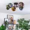 Koyoto ceiling light, globe light 59 cm blue, gold, green, clear, coppery, 6-light sources