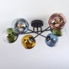 Koyoto ceiling light, globe light 59 cm blue, gold, green, clear, coppery, 6-light sources