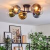 Koyoto ceiling light, globe light 59 cm blue, gold, green, clear, coppery, 6-light sources