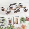 Koyoto ceiling light, globe light gold, black, 10-light sources