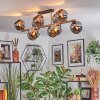 Koyoto ceiling light, globe light gold, black, 10-light sources