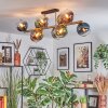 Koyoto ceiling light, globe light gold, black, 10-light sources