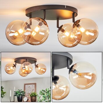 Chehalis ceiling light, globe light 30 cm Amber, 4-light sources