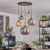 Ripoll hanging light, globe light, pendant light Amber, Smoke-coloured, 5-light sources