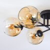 Ripoll ceiling light, globe light Amber, clear, 6-light sources