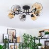 Ripoll ceiling light, globe light Amber, clear, Smoke-coloured, 6-light sources