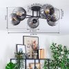 Koyoto ceiling light, globe light 59 cm clear, Smoke-coloured, 6-light sources