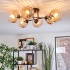 Koyoto ceiling light, globe light 59 cm Amber, clear, 6-light sources