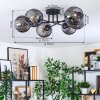 Koyoto ceiling light, globe light 59 cm Smoke-coloured, 6-light sources