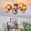Koyoto ceiling light, globe light 59 cm Amber, Smoke-coloured, 6-light sources