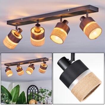 Fallhagen ceiling light, ceiling spotlight black, 4-light sources