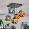 Ripoll ceiling light, globe light blue, chrome, gold, green, coppery, Smoke-coloured, 5-light sources
