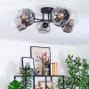 Ripoll ceiling light, globe light clear, Smoke-coloured, 6-light sources