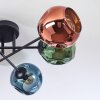 Ripoll ceiling light, globe light blue, green, coppery, 6-light sources