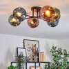 Ripoll ceiling light, globe light blue, green, coppery, 6-light sources