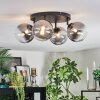 Chehalis ceiling light, globe light clear, Smoke-coloured, 4-light sources