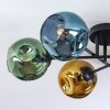 Ripoll ceiling light, globe light blue, gold, green, 6-light sources
