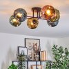Ripoll ceiling light, globe light blue, gold, green, coppery, 6-light sources