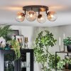 Chehalis ceiling light, globe light Amber, clear, 4-light sources