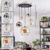 Koyoto hanging light, globe light, pendant light gold, black, 5-light sources