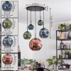 Ripoll hanging light, globe light, pendant light blue, green, coppery, 5-light sources