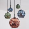 Ripoll hanging light, globe light, pendant light blue, green, coppery, 5-light sources