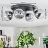 Chehalis ceiling light, globe light clear, Smoke-coloured, 4-light sources